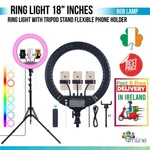 Led Ring With Tripod Stand Flexible Phone Holder 18 Inches Rgb Lights. Fixed Price $81.06.