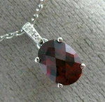 Estate 1.47CT Diamond & Aaa Garnet 14KT White Gold 3D Oval Halo Floating Pendant. Fixed Price $1154.54.