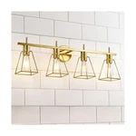 Industrial Bathroom Vanity Lights: 4-LIGHTS Gold Brushed Brass Vintage Metal .... Fixed Price $131.31.