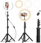 New Atumtek 10" Ring Light With 55" Tripod Stand Dimmable Led 3 Colors Remote. Fixed Price $26.55.