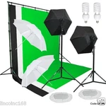 Photography Studio Lighting Backdrop Stand 3 Muslin Softbox Umbrella Kit. Fixed Price $121.50.
