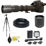 Telephoto Zoom Lens 500-1000MM Tripod + Led Light For Nikon D3000 D3100 D3200. Fixed Price $299.30.