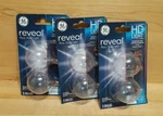 3 2PACK : Ge Reveal Clear Light Bulbs 40W Hd+ G16.5 Candelabra Base. Fixed Price $38.88.