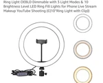 Itek Led Selfie Ring Light W/ Clamp 3 Modes Professional. 8IN. Fixed Price $21.88.