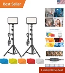 Led Video Kit - 2 Dimmable Lights, Tripod & 5 Color Filters For Youtube. Fixed Price $44.50.