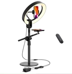 Supedesk LT-2DP 12" Ring Light Stand, Phone Holders, Remote, Color. Fixed Price $39.99.