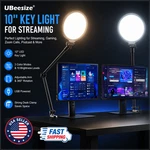 Ubeesize 10" Key Light Ring W Adjustable Arm For Streaming Zoom Gaming. Fixed Price $49.95.