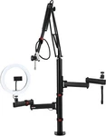 Frameworks All-in-one Content Creator Tree With Light, Mic & Camera Attachments. Fixed Price $314.99.