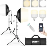 Emart Led Lighting Kit 2 Softboxes Remote Adjustable Brightness. Fixed Price $40.00.
