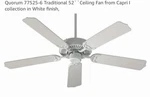 New Quorum Ceiling Fan Int 77525-65 Capri Indoor White Blades. Fixed Price $64.99.