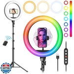 Weilisi 10" Ring Light With Stand 72'' Tall Phone HOLDER,38 Color Modes. Fixed Price $44.99.