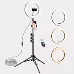 Letscom F-533 10.2" Selfie Ring Light Dimmable With Tripod Stand, 2PHONE Holders. Fixed Price $14.00.