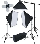 Photography 3 Softbox Boom Stand Continuous Light Kit Vf Studio Systems. Fixed Price $48.00.