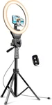 Sensyne 12-INCH Ring Light With 67-INCH Selfie Stick, Tripod And Phone.... Fixed Price $43.39.