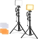 Basics 2 Pack Led Video Panel Lighting Kit, Bi Color Dimmable Portable Stu. Fixed Price $77.99.