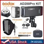 Usa Godox AD200PROII 2.4G Ttl Hss Outdoor FLASH+60X60CM Grid SOFTBOXS2+STAND Kit. Fixed Price $414.00.