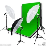 Linco 5'X10' Black White Green Chroma Key Backdrop Kit Photo Umbrella Light. Fixed Price $119.95.