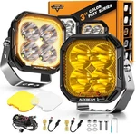 Auxbeam 3 Inch Led Pod Lights, Color Play Series Offroad Driving With Ambe. Fixed Price $89.99.