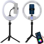 14" Rgb Ring Light App Control Built-in Battery Tripod. Fixed Price $95.47.