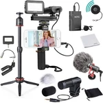 Movo V8 Huge Vlogging Kit For Iphone With Tripod, Grip, Microphones, Led Lights-. Fixed Price $306.37.