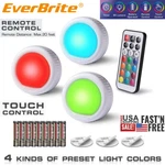 Everbrite Tap Push Led Puck Lights W/12 Rgb Colors Wireless Touch. Fixed Price $16.99.