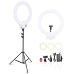 Neewer 18 Inch With Tripod Stand, 55W Large Led Ringlight, Cold Shoe. Fixed Price $65.00.