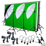 Studio Lighting Photography 3 Backdrop Stand Muslin Kit Umbrella Set. Fixed Price $139.99.